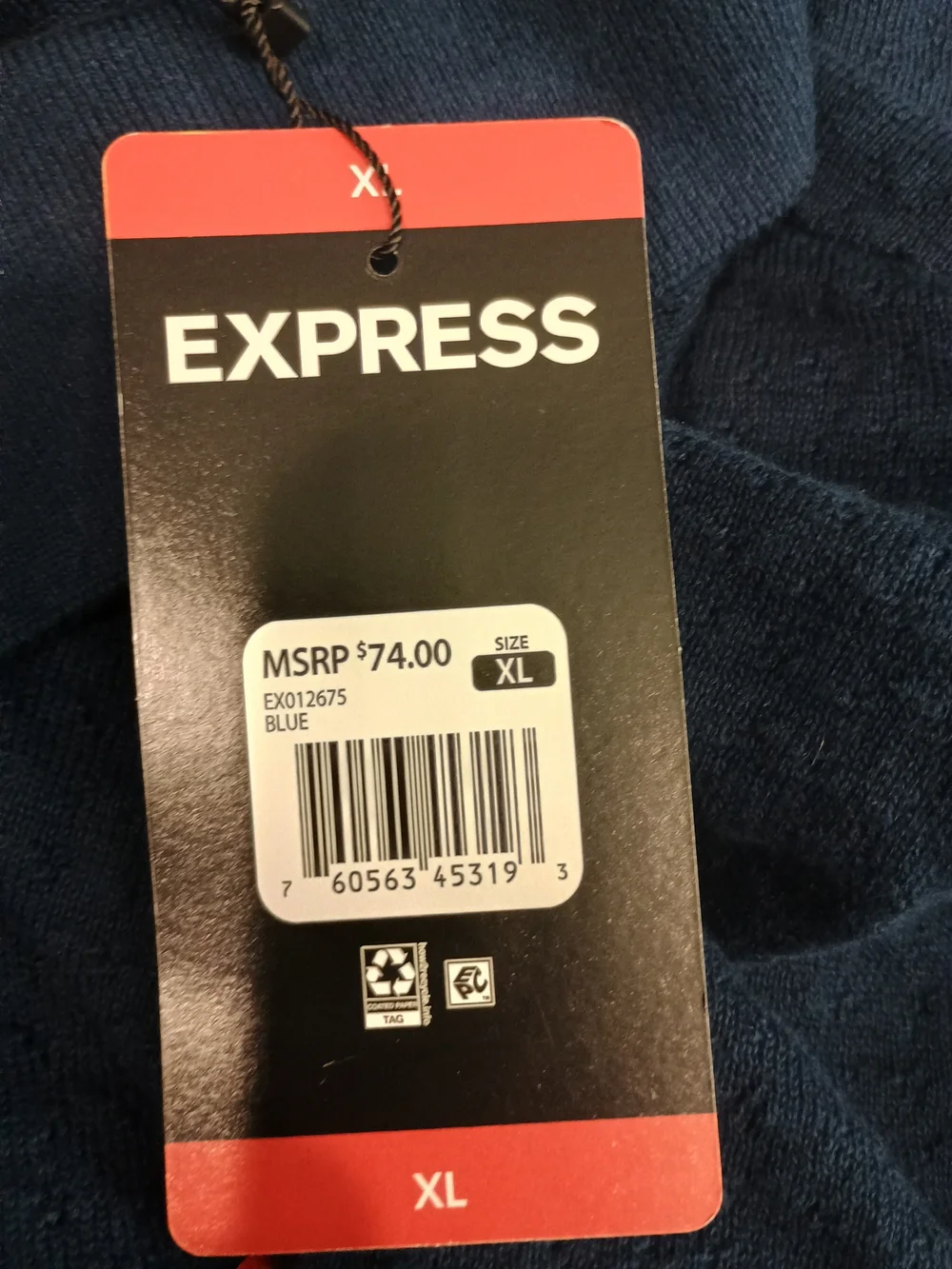 Express Men's Navy Short-Sleeve Polo Shirt